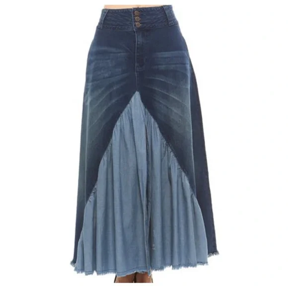 Red Jeans NYC Maxi Denim Skirt - Picture 11 of 13